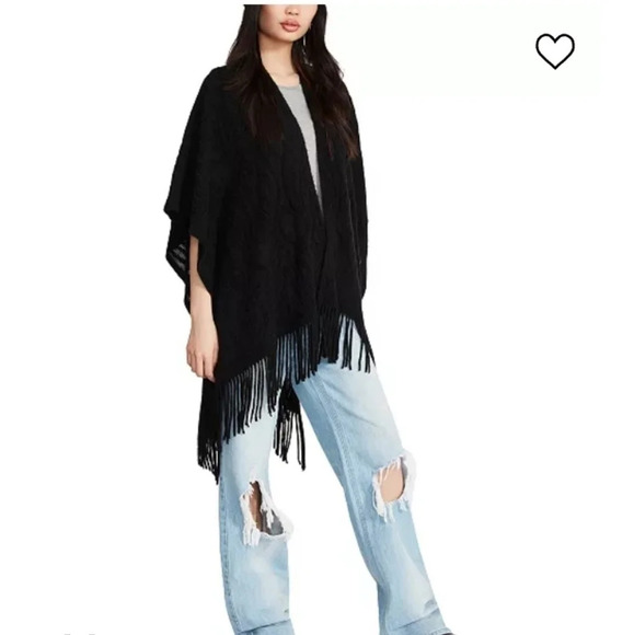 Steve Madden Medallion Brushed Topper Kimono Indie Sleeze Fringe Boho Hippie - Picture 3 of 8